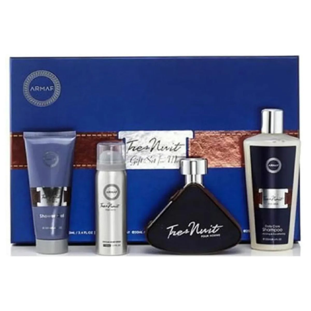 Kit Armaf Tres Nuit com perfume 100ml, body spray, gel de banho e shampoo