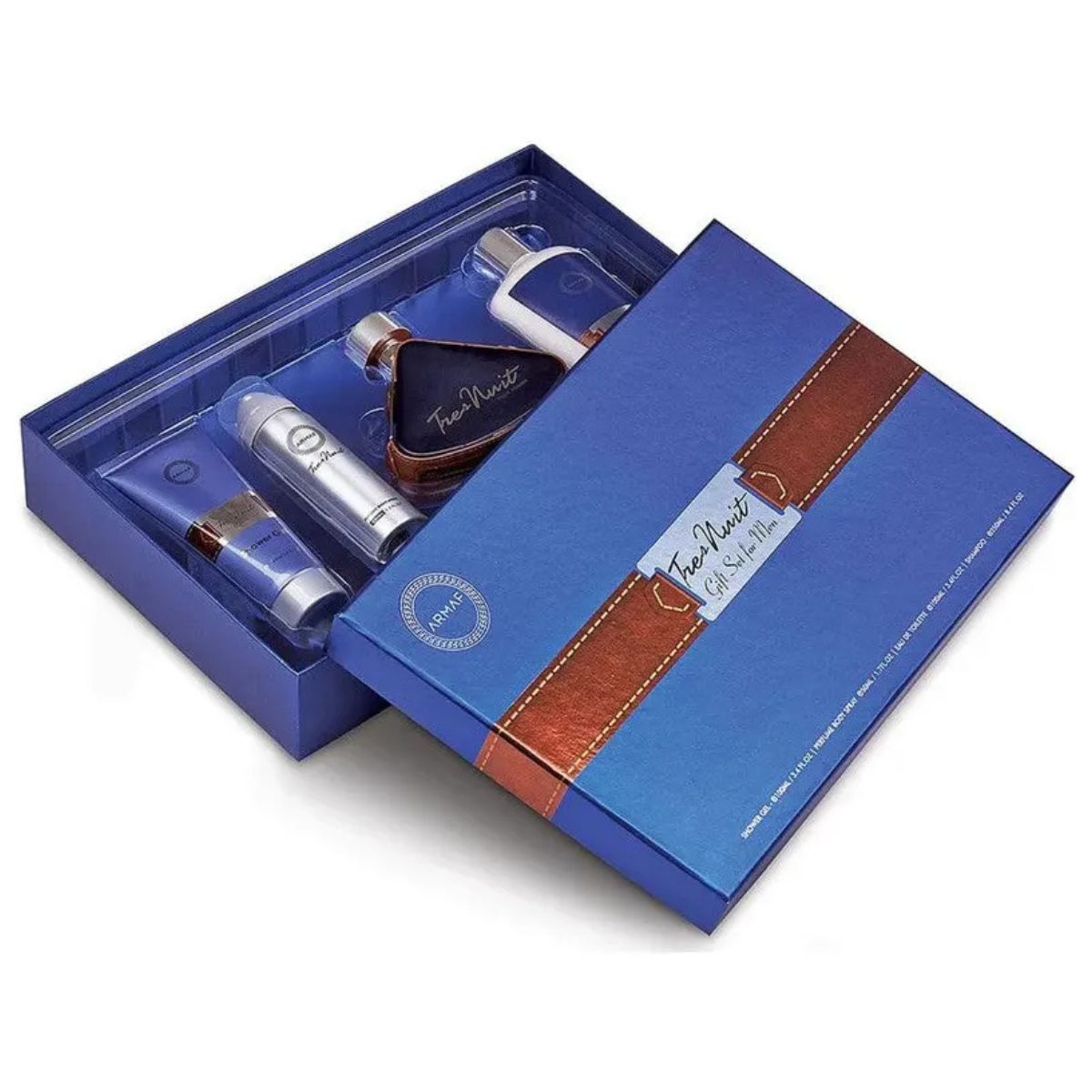 Kit Armaf Tres Nuit com perfume 100ml, body spray, gel de banho e shampoo